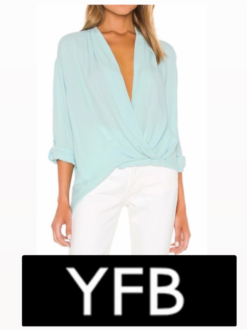 YOUNG FABULOUS & BROKE Aqua Corinne Top
